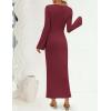 imageZESICA Fall Party Maxi Dresses for Women 2025 Trendy Long Sleeve Lightweight Sweater Dress with 3D Floral AppliqusWine