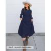 imageZESICA Womens 2025 Fall Long Sleeve Maxi Dress V Neck Hollow Out Eyelet A Line Long Flowy Casual Party DressesNavy