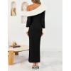 imageZESICA Womens 2025 Fall Off Shoulder Sweater Dress Formal Long Sleeve Faux Fur Knit Bodycon Side Slit Maxi DressesBlack