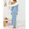 imageZESICA Womens 2025 Fall Off Shoulder Sweater Dress Formal Long Sleeve Faux Fur Knit Bodycon Side Slit Maxi DressesBlue
