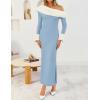 imageZESICA Womens 2025 Fall Off Shoulder Sweater Dress Formal Long Sleeve Faux Fur Knit Bodycon Side Slit Maxi DressesBlue