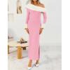imageZESICA Womens 2025 Fall Off Shoulder Sweater Dress Formal Long Sleeve Faux Fur Knit Bodycon Side Slit Maxi DressesPink