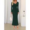 imageZESICA Womens 2025 Fall Sweater Dress Long Sleeve V Neck Ribbed Knit Party Cocktail Bodycon Maxi DressesDarkgreen