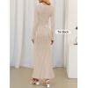 imageZESICA Womens 2025 Fall Sweater Dress Long Sleeve V Neck Ribbed Knit Party Cocktail Bodycon Maxi DressesSand