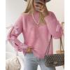 imageZESICA Womens Fall Oversized Bow Sweaters 2025 Casual Crew Neck Knit Long Sleeve Pullover Tops Winter Trendy OutfitsPink
