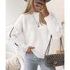 imageZESICA Womens Fall Oversized Bow Sweaters 2025 Casual Crew Neck Knit Long Sleeve Pullover Tops Winter Trendy OutfitsWhite
