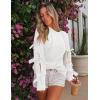 imageZESICA Womens Fall Oversized Bow Sweaters 2025 Casual Crew Neck Knit Long Sleeve Pullover Tops Winter Trendy OutfitsWhite