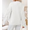 imageZESICA Womens Fall Oversized Bow Sweaters 2025 Casual Crew Neck Knit Long Sleeve Pullover Tops Winter Trendy OutfitsWhite