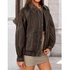 imageZESICA Womens Faux Leather Jacket Oversized Zipper Motorcycle Coats 2025 Fall Fashion Trendy Clothes OutfitsDarkcoffee