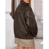 imageZESICA Womens Faux Leather Jacket Oversized Zipper Motorcycle Coats 2025 Fall Fashion Trendy Clothes OutfitsDarkcoffee