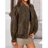 imageZESICA Womens Faux Leather Jacket Oversized Zipper Motorcycle Coats 2025 Fall Fashion Trendy Clothes OutfitsKhaki
