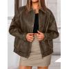 imageZESICA Womens Faux Leather Jacket Oversized Zipper Motorcycle Coats 2025 Fall Fashion Trendy Clothes OutfitsKhaki