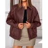 imageZESICA Womens Faux Leather Jacket Oversized Zipper Motorcycle Coats 2025 Fall Fashion Trendy Clothes OutfitsWine