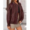 imageZESICA Womens Faux Leather Jacket Oversized Zipper Motorcycle Coats 2025 Fall Fashion Trendy Clothes OutfitsWine