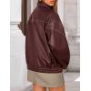 imageZESICA Womens Faux Leather Jacket Oversized Zipper Motorcycle Coats 2025 Fall Fashion Trendy Clothes OutfitsWine