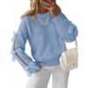 imageZESICA Womens Fall Oversized Bow Sweaters 2025 Casual Crew Neck Knit Long Sleeve Pullover Tops Winter Trendy OutfitsBlue