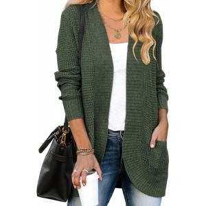 imageZESICA Womens Fall Winter 2025 Long Sleeve Open Front Casual Lightweight Soft Knit Cardigan Sweater OuterwearGreen
