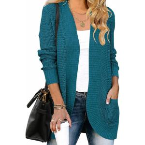 imageZESICA Womens Fall Winter 2025 Long Sleeve Open Front Casual Lightweight Soft Knit Cardigan Sweater OuterwearTeal