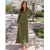 imageZESICA Fall Long Sleeve Dressy Casual Maxi Dresses for Women 2025 Elegant Classy V Neck Flowy Tshirt Dress with PocketsArmygreen
