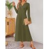 imageZESICA Fall Long Sleeve Dressy Casual Maxi Dresses for Women 2025 Elegant Classy V Neck Flowy Tshirt Dress with PocketsArmygreen