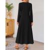 imageZESICA Fall Long Sleeve Dressy Casual Maxi Dresses for Women 2025 Elegant Classy V Neck Flowy Tshirt Dress with PocketsBlack