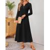imageZESICA Fall Long Sleeve Dressy Casual Maxi Dresses for Women 2025 Elegant Classy V Neck Flowy Tshirt Dress with PocketsBlack
