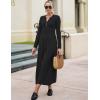 imageZESICA Fall Long Sleeve Dressy Casual Maxi Dresses for Women 2025 Elegant Classy V Neck Flowy Tshirt Dress with PocketsBlack