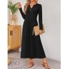 imageZESICA Fall Long Sleeve Dressy Casual Maxi Dresses for Women 2025 Elegant Classy V Neck Flowy Tshirt Dress with PocketsBlack