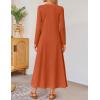 imageZESICA Fall Long Sleeve Dressy Casual Maxi Dresses for Women 2025 Elegant Classy V Neck Flowy Tshirt Dress with PocketsBrickred