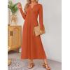 imageZESICA Fall Long Sleeve Dressy Casual Maxi Dresses for Women 2025 Elegant Classy V Neck Flowy Tshirt Dress with PocketsBrickred