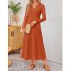 imageZESICA Fall Long Sleeve Dressy Casual Maxi Dresses for Women 2025 Elegant Classy V Neck Flowy Tshirt Dress with PocketsBrickred