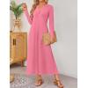 imageZESICA Fall Long Sleeve Dressy Casual Maxi Dresses for Women 2025 Elegant Classy V Neck Flowy Tshirt Dress with PocketsDustypink