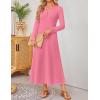 imageZESICA Fall Long Sleeve Dressy Casual Maxi Dresses for Women 2025 Elegant Classy V Neck Flowy Tshirt Dress with PocketsDustypink