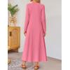 imageZESICA Fall Long Sleeve Dressy Casual Maxi Dresses for Women 2025 Elegant Classy V Neck Flowy Tshirt Dress with PocketsDustypink