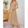 imageZESICA Fall Long Sleeve Dressy Casual Maxi Dresses for Women 2025 Elegant Classy V Neck Flowy Tshirt Dress with PocketsKhaki