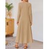 imageZESICA Fall Long Sleeve Dressy Casual Maxi Dresses for Women 2025 Elegant Classy V Neck Flowy Tshirt Dress with PocketsKhaki