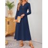 imageZESICA Fall Long Sleeve Dressy Casual Maxi Dresses for Women 2025 Elegant Classy V Neck Flowy Tshirt Dress with PocketsNavy