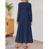 imageZESICA Fall Long Sleeve Dressy Casual Maxi Dresses for Women 2025 Elegant Classy V Neck Flowy Tshirt Dress with PocketsNavy