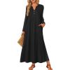 imageZESICA Fall Long Sleeve Dressy Casual Maxi Dresses for Women 2025 Elegant Classy V Neck Flowy Tshirt Dress with PocketsBlack