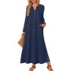 imageZESICA Fall Long Sleeve Dressy Casual Maxi Dresses for Women 2025 Elegant Classy V Neck Flowy Tshirt Dress with PocketsNavy