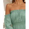 imageZESICA Womens 2025 Boho Sexy Off Shoulder Long Sleeve Smocked High Waist Side Split Flowy A Line Tiered Long Maxi Dress