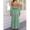 imageZESICA Womens 2025 Boho Sexy Off Shoulder Long Sleeve Smocked High Waist Side Split Flowy A Line Tiered Long Maxi Dress