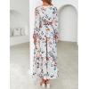 imageZESICA Womens 2025 Fall Long Sleeve Maxi Dress Floral Print V Neck Empire Waist A Line Tiered Flowy Boho Party Dresses