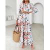 imageZESICA Womens 2025 Fall Long Sleeve Maxi Dress Floral Print V Neck Empire Waist A Line Tiered Flowy Boho Party Dresses