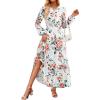 imageZESICA Womens 2025 Fall Long Sleeve Maxi Dress Floral Print V Neck Empire Waist A Line Tiered Flowy Boho Party Dresses