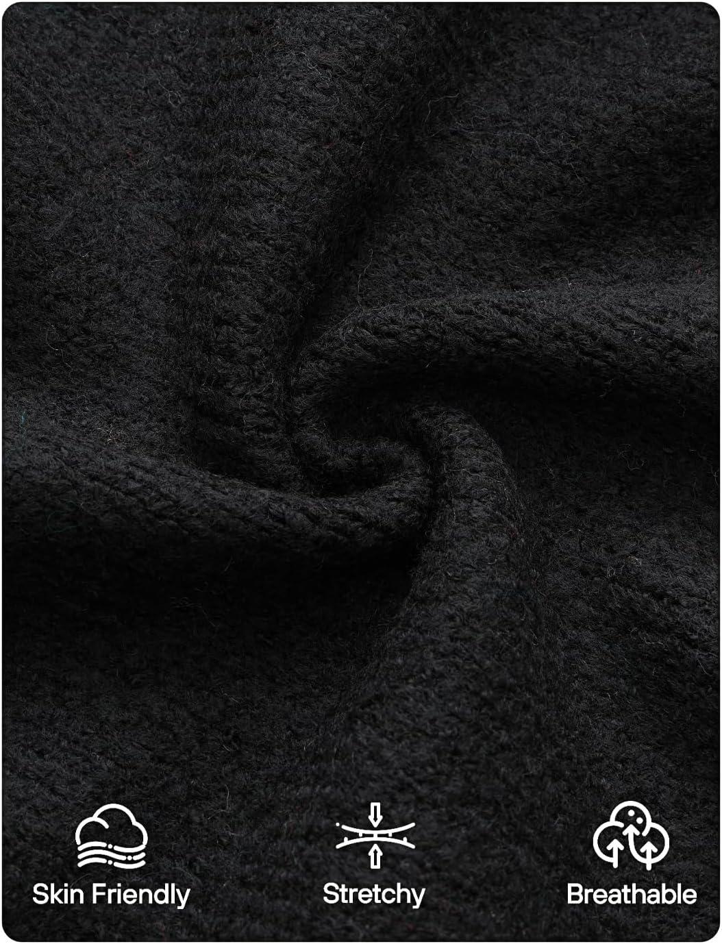 imageZESICA Womens Button Down Cardigan Sweaters 2025 Fall Lantern Long Sleeve Mock Neck Chunky Knit Outerwear CoatBlack