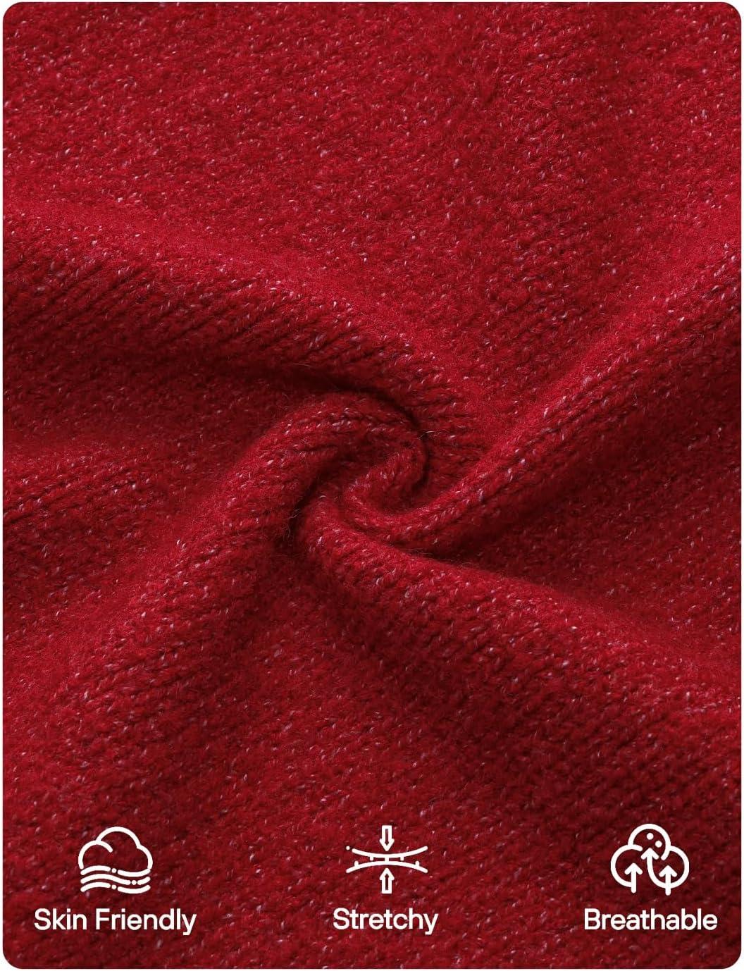 imageZESICA Womens Button Down Cardigan Sweaters 2025 Fall Lantern Long Sleeve Mock Neck Chunky Knit Outerwear CoatRed