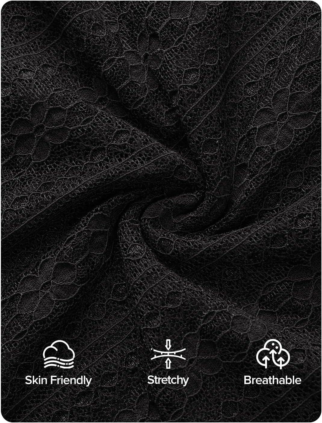 imageZESICA Womens Lace Mesh Long Sleeve Shirts Fall Double Lined Boat Neck Slim Fit Asymmetrical Going Out Tops Date Night OutfitBlack
