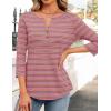 imageZESICA 34 Length Sleeve Womens Tops 2025 Fall Boho Striped Henley Shirts Dressy Casual BlousesPink