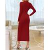 imageZESICA Womens 2025 Fall Long Sleeve Bodycon Dress Mock Neck Party Cocktail Wedding Guest Long Midi DressesRed